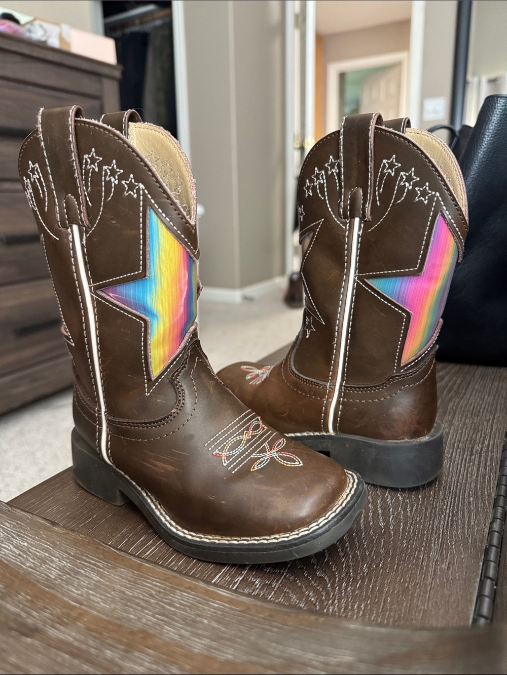 Shyanne Girls' Cowboy Boots with Rainbow Star Inset